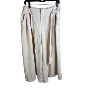 Maeve Anthropologie Pants Womens 8 Beige Wide Leg Tie Waist Pleated Trousers